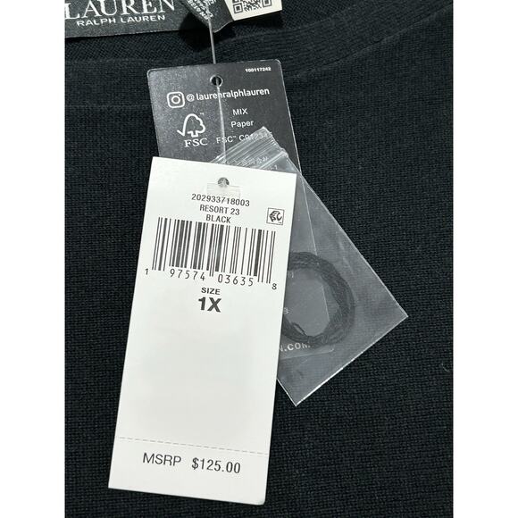 NEW Lauren Ralph Lauren Women’s 1X Black Cotton-Blend Dolman-Sleeve Sweater NWT - Picture 8 of 12